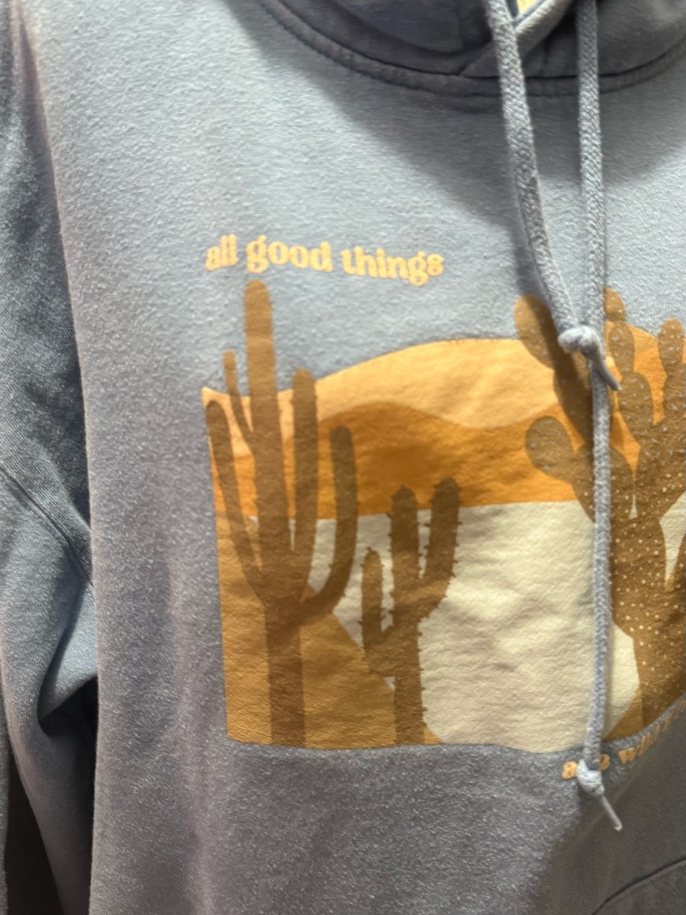 Blue Graphic Hoodie Sweatshirt - All Good Things Desert Print - Picture 3 of 9